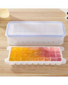 Small Square Ice Mold Trays Multi-layer Mold with Cover Ice Storage Box, 2 Layers