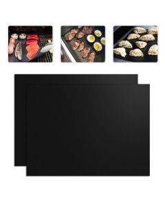 2 PCS 0.2mm Thick Barbecue Grill Mat Non-Stick BBQ Grill Mats, Size:40x33CM(Black)