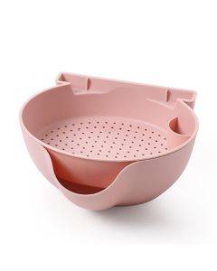 Kitchen Double Layer Fruit Bowl Washing Basket Lazy Bracket Snack Nuts Bowl