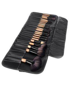 32 pack of natural wood colored makeup brush bags