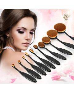 Ten-piece toothbrush and foundation brush set black