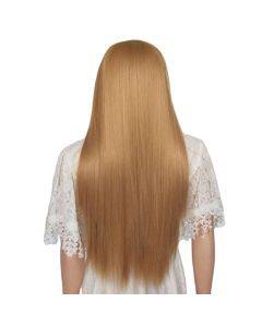 Female medium length straight hair golden rose net chemical fiber wig