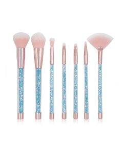 LS0704 7-piece set, transparent crystal sequins, orange yellow diamond handle, yellow hair makeup brush, beauty tool, multi-function brush