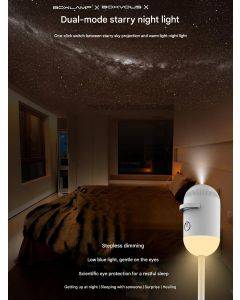 Boxvous Night Light Bedroom Bedside Sleep Lamp, USB Eye-Caring Starry Sky Projector