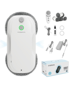Tosima W5 Window Cleaning Robot, 6400Pa Max Adaptive Suction, Auto-Spray Smart Window Cleaner with Triple Safety System, Intelligent Navigation, Remote Control, for All Smooth Surfaces