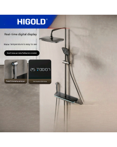 Higold bathroom shower set four-function digital display shower bathroom gray home exposed shower set