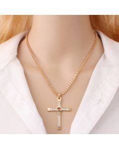 Fashion diamond studded cross pendant with encrypted box necklace