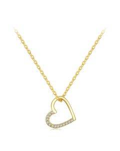 SCN347-C Pure Silver S925 Zircon Simple and Fashionable Hollow Heart Necklace