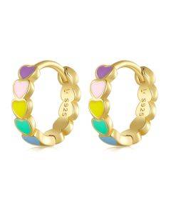 SCE909-B Sterling Silver S925 Rainbow Love Earrings Dropped Oil Jewelry Earrings