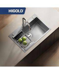 HIGOLD Kitchen Nano Sink Handmade Single Bowl 304 Stainless Steel Gray Vegetable Washing Basin Dishwashing Basin Large Single Basin Set