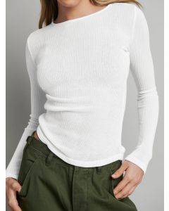 T-shirt U collar long sleeve shirt