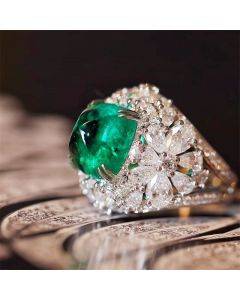 Vintage Rings Classic Emerald Green Zircon Ring Wedding anniversary gift