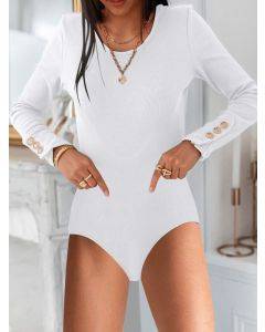 Fashion Long sleeve button-down jumpsuit