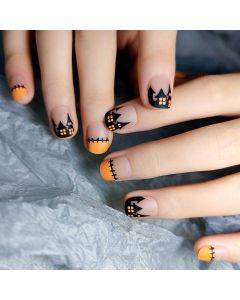 Halloween Fright Night Vintage Pumpkin Nail Art Fake Nail Stickers Wearing Nail