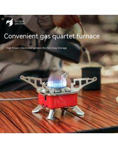 Outdoor mini four-square stove gas stove portable folding cassette stove camping stove picnic equipment connected to the long gas
