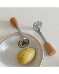 Stainless steel potato mud press potato press with wooden handle Kitchen gadgets Auxiliary food masher manual potato press