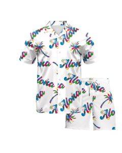 2023 summer men's suit beach letter print shirt + beach pants