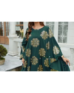 Southeast Asia Cross Border Summer Fashion Dress Middle East Europe Hot Sale Bronzing Bat Sleeves Muslim Ladies Robe