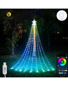 LED pentagram waterfall lights RGB running lights point control running lights Christmas outdoor decorative lights