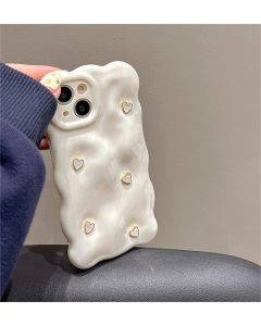 Pearl white three-dimensional love for iPhone 14promax13 12 11 phone case niche girls