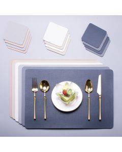 Ningxin Nordic style PU double-sided leather table mat table heat insulation pad waterproof and oil-proof table mat pattern printed western food mat