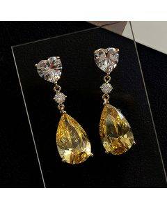pear-shaped earrings light and luxurious design sense earrings water drop zircon women's ear accessories