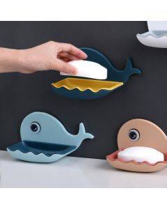 Wall Mounted Soap Dish for Bathroom Shower Portable Whale Soap Holder Plastic Sponge Tray for Kitchen Bathroom Accessories