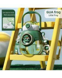 Net red super cute selling cubs frog large capacity portable cartoon cute plastic cup creative children big belly drinking straw water cup