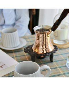 Turkish handmade thickened copper coffee pot hot milk boiling tea pot wooden handle heatproof hand brew pot