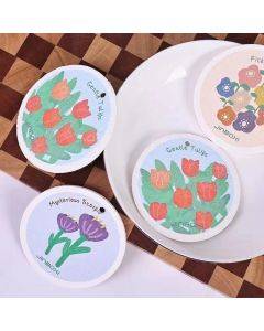 Compressed Wood Pulp Sponge Dish Washing Kitchen Scrubber, 5 Pack Reusable Dish Washing Cleaning Sponges Double-Sided