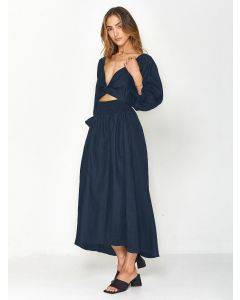 Women Wear Elegant Long Evening Party Dress Square Neck Long Sleeve High Waist Elegant A-Line Dresses