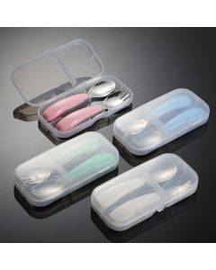 304 stainless steel children's portable tableware multi-color mother and baby gift fork and spoon box gift set