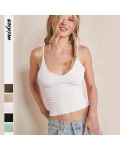 Attractive Crimp Sexy Adjustable Shoulder Strap White Women Camis Spaghetti Strap Tank Top