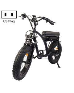 BEZIOR XF001 1000W 48V 12.5AH retro electric bicycle with LCD digital display & 20-inch tires, US standard (elegant black)