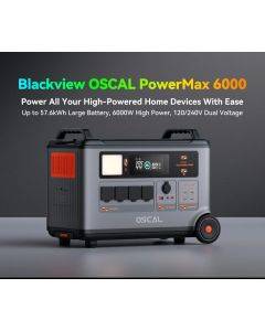Blackview Oscal PowerMax 6000 6000W Rugged Power Station, 3600Wh LiFePO4 Battery, 14 Outlets, 3500+ Life Circle, Smart APP Control, 5 LED Light Modes, Morse Code Signal