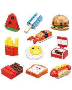 Cartoon Food and Cute Burger Small Pellet Building Blocks Set Compatible LEGO