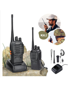 Kit 2 Rádio comunicador baofeng walk talk 888s 16ch 12km ht