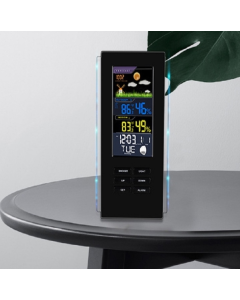 Wireless Colorful Screen Indoor And Outdoor Temperature Humidity Meter Barometer Smart Digital Electronic Clock With Backlight(TS-74-B-US)