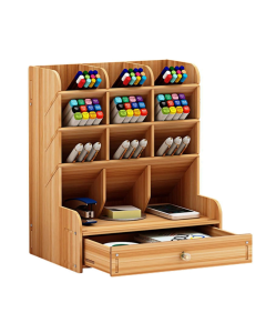 Dounan Organizador De Mesa De Madeira,Organizador De Mesa De Madeira, Caixa De Armazenamento De Porta-Canetas Multifuncional Organizador De Armazenamento Fixo De Mesa Com Gaveta Para Escola De Escritó