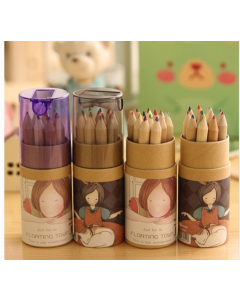 12 pcs sold in one kraft paper box floating girl multicolor pencils 12 colors rollers cap pencils color pencils drawing pencils coloring pencils coloring pencils colors randomly
