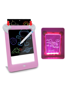 LED Luminous Drawing Board Electronic Fluorescent Writing Board Children Light Painting Message Board(Pink)