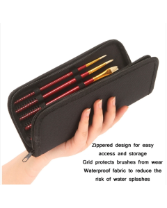 Zhu Ting 10pcs/set Wooden Handle Hog Bristle Oil Pastel Brush Set (Red Rod Black Pack)