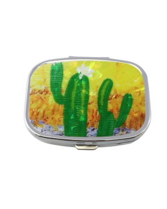 2 PCS Y10336 Two-Compartment Metal Portable Pill Box(Cactus)