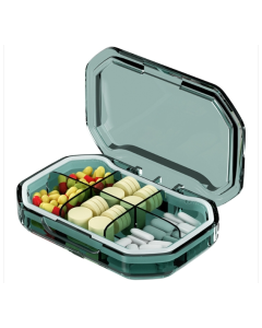 Portable Mini Compartmentalized Sealed Pill Box Weekly Morning and Evening Pill Capsule Dispenser, Style: 6 Compartment Green