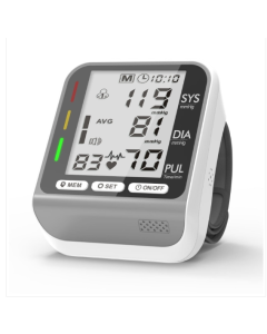 JZ-253A Automatic Electronic Sphygmomanometer Intelligent Wrist Indicator Blood Pressure Monitor, Style: No Voice Announcement (Silver White)