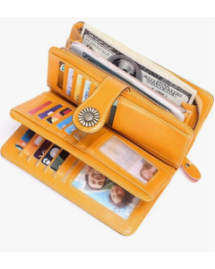 Women's Credit Card Wallet with Zipper Pocket Large Capacity RFID Blocking Luxury Genuine Leather Card Organizer