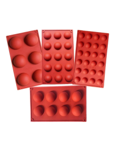 Semicircle Silicone Mold, Shxmlf Half Sphere for Chocolate, Candy and Gummies, Cake Decorating Tea Utensils Set, Mousse, Jell-O, Ice Cream, Cupcake Bombe, Assorted Sizes, Set of 4