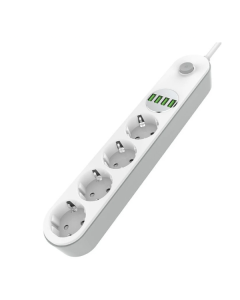 LDNIO SE4432 2500W Power Strip with 4 Outlets+4 USB-A Extension Socket EU Plug 10A for Phone Tablet Home Appliances