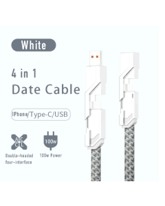 4-in-1 Flat Braided Anti-tangle Charger Cable with Velcro