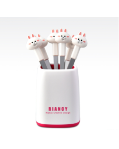 6 fruit forks + base set stainless steel safe portable small forks